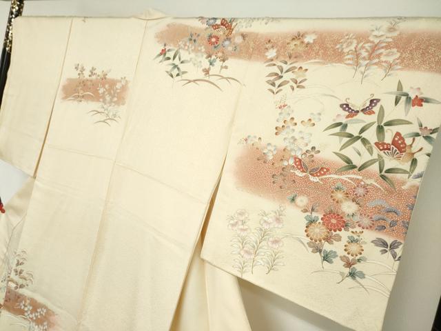 平和屋着物●訪問着 花蝶文 暈し染め 金彩 正絹 逸品 DABG2218ud