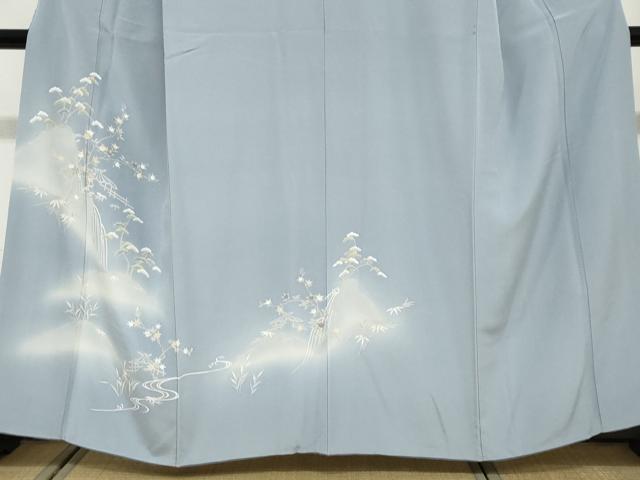 平和屋着物●訪問着 刺繍 流水風景草花文 暈し染め 金彩 正絹 逸品 DABG2220ud