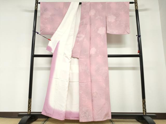 平和屋着物●上質な小紋 地紋起こし 更紗花唐草文 正絹 逸品 DABG2221ud