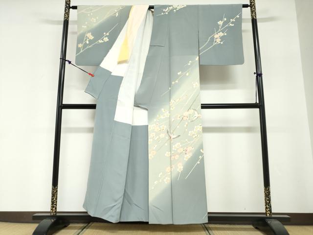 平和屋着物●本加賀友禅作家 岡崎重雄 訪問着 飛鳥枝梅文 暈し染め 正絹 逸品 DABG2223ud