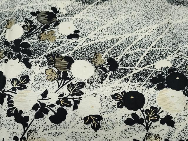 平和屋着物●訪問着 作家物 万寿菊 暈し染め たたき染め 黒地 金銀彩 正絹 逸品 DABG2224ud