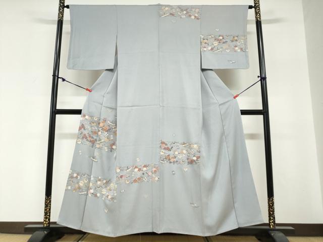 平和屋着物●訪問着 駒刺繍 宝尽くし草花文 金彩 西武百貨店扱い 正絹 逸品 未使用 DABG2230ud