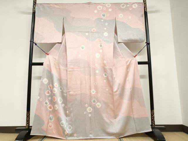 平和屋着物●訪問着 絞り 枝花文 金彩 正絹 逸品 DABG2237ud