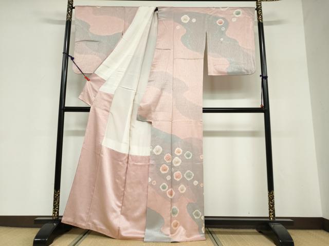 平和屋着物●訪問着 絞り 枝花文 金彩 正絹 逸品 DABG2237ud