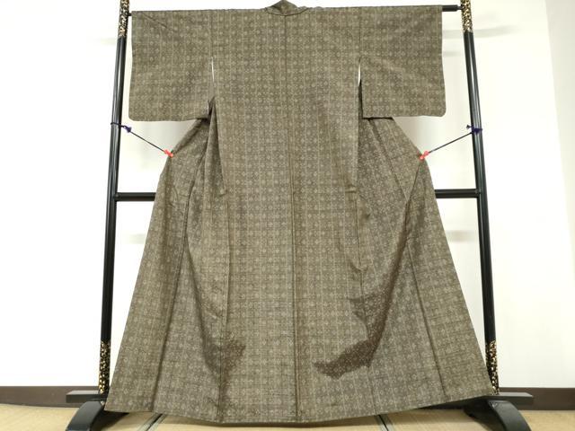 平和屋着物●上質な紬 花織 花菱文 正絹 逸品 DABG2242ud