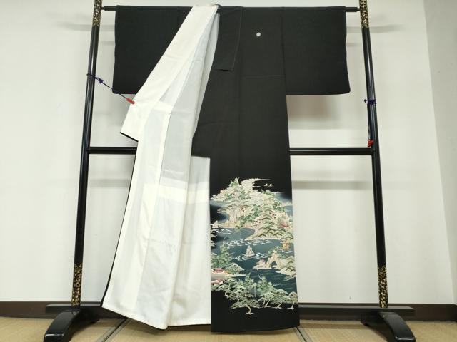 平和屋着物●本加賀友禅作家 吉村伊佐子 黒留袖 立波風景文 暈し染め 正絹 逸品 DABG2258ud