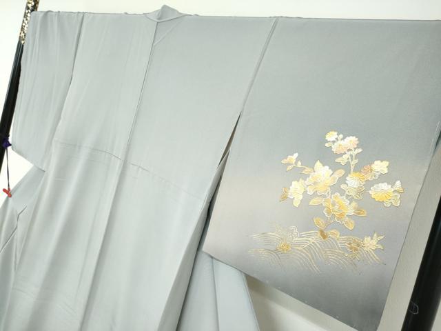 平和屋着物●金彩友禅 卓越技能者・名工・和田光正 訪問着 流水草花文 暈し染め 金銀彩 ロング丈 正絹 逸品 未使用 DABG2259ud