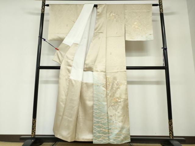 平和屋着物●訪問着 駒刺繍 誰が袖花鳥文 暈し染め 金彩 正絹 逸品 DABG2262ud