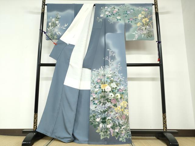 平和屋着物●熊野桂堂 友禅 蝋纈染 訪問着 草花文 暈し染め 正絹 逸品 DABG2269ud