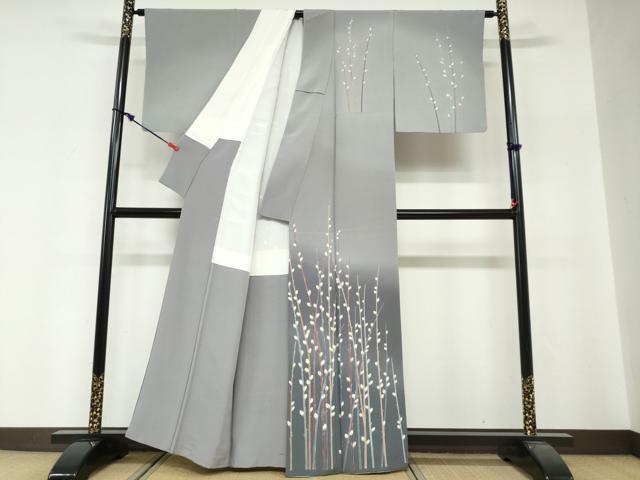 平和屋着物●十日町 加賀草木友禅の第一人者 田村哲彦 訪問着 枝花文 暈し染め 正絹 逸品 DABG2270ud