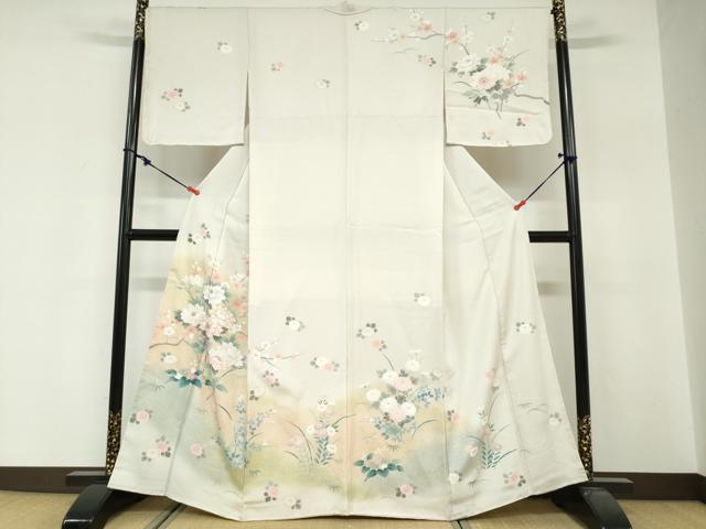 平和屋着物●訪問着 駒刺繍 草花文 暈し染め 金彩 正絹 逸品 DABG2272ud
