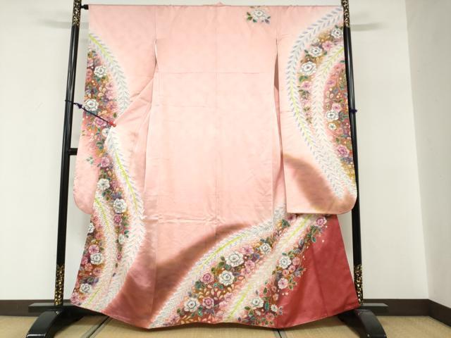 平和屋着物●豪華振袖 絞り 辻が花 暈し染め 銀通し地 正絹 逸品 DABG2275ud