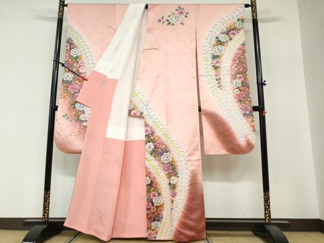平和屋着物●豪華振袖 絞り 辻が花 暈し染め 銀通し地 正絹 逸品 DABG2275ud