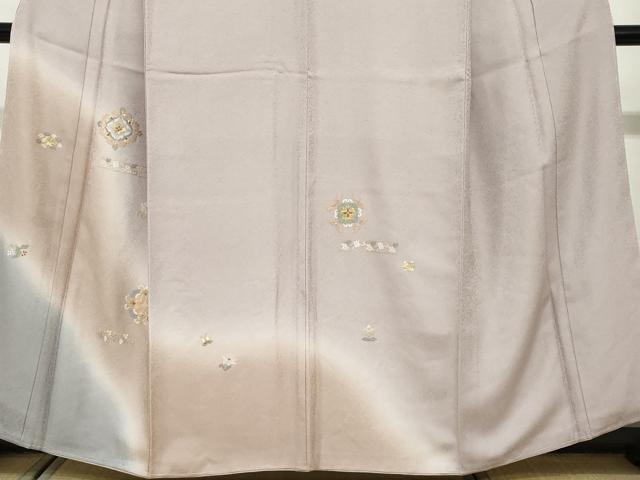 平和屋着物●訪問着 総刺繍 花蝶文 暈し染め 金糸 正絹 逸品 未使用 DABG2287ud