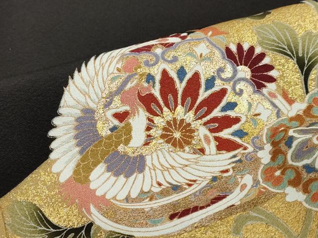 平和屋着物●豪華黒留袖 刺繍 花鳥丸文 金銀彩 正絹 逸品 DABG2293ud