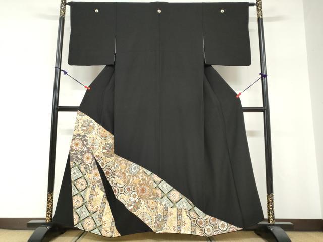 平和屋着物●豪華黒留袖 駒刺繍 花鳥文 金彩 正絹 逸品 DABG2301ud
