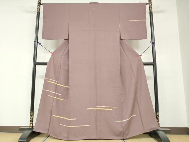 平和屋着物●訪問着 駒刺繍 横段草花文 金彩 正絹 逸品 DABG2305ud