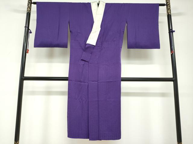 平和屋着物●長襦袢 無双仕立て 麻の葉地紋 紫紺色 正絹 逸品 DABG2322ud