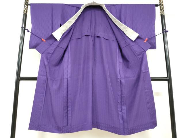 平和屋着物●長襦袢 無双仕立て 麻の葉地紋 紫紺色 正絹 逸品 DABG2322ud