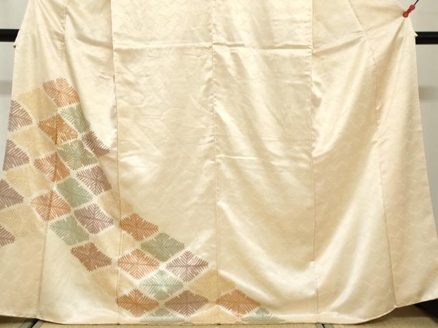 平和屋着物●訪問着 駒刺繍 松葉文 正絹 逸品 DABG2327ud