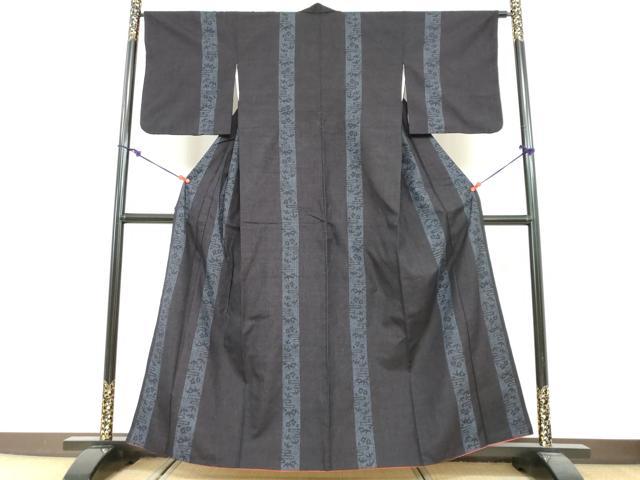 平和屋着物●本場結城紬 重要無形文化財 100亀甲 草花間道 正絹 逸品 DABG2328ud