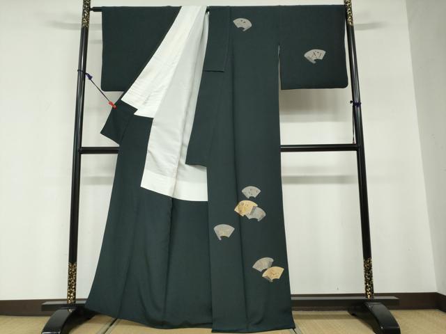 平和屋着物●訪問着 駒刺繍 地紙重ね文 金銀彩 正絹 逸品 DABG2330ud