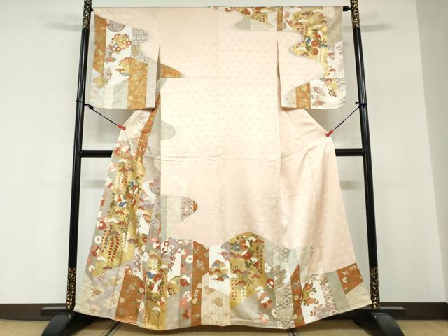 平和屋着物●訪問着 駒刺繍 吉祥草花文 金彩 正絹 逸品 DABG2333ud
