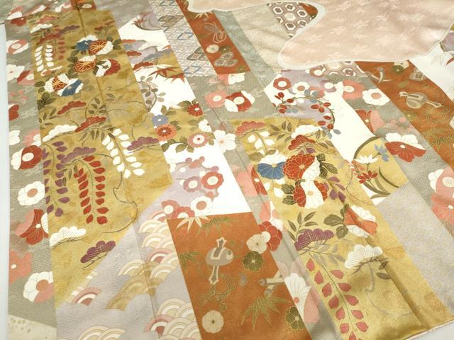 平和屋着物●訪問着 駒刺繍 吉祥草花文 金彩 正絹 逸品 DABG2333ud