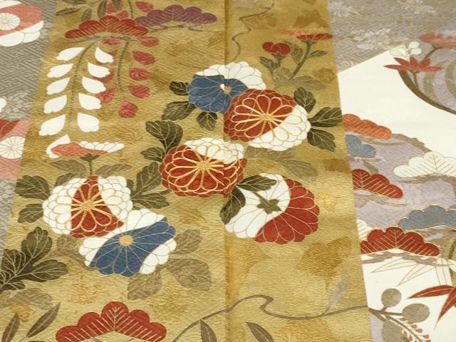 平和屋着物●訪問着 駒刺繍 吉祥草花文 金彩 正絹 逸品 DABG2333ud