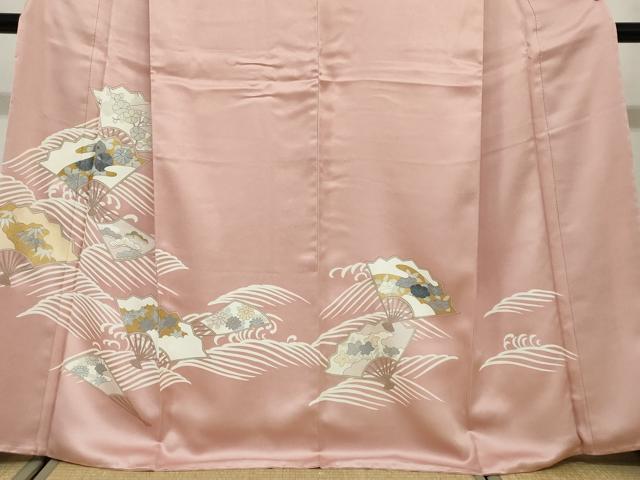 平和屋着物●訪問着 刺繍 立波扇花文 金彩 正絹 逸品 DABG2341ud