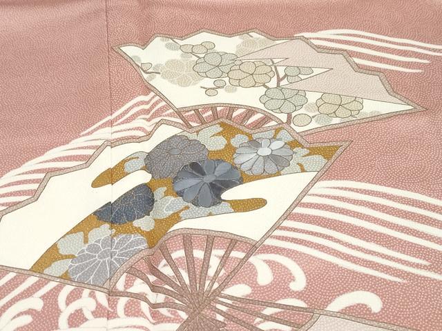 平和屋着物●訪問着 刺繍 立波扇花文 金彩 正絹 逸品 DABG2341ud