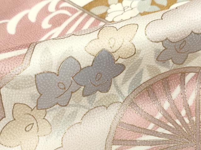 平和屋着物●訪問着 刺繍 立波扇花文 金彩 正絹 逸品 DABG2341ud