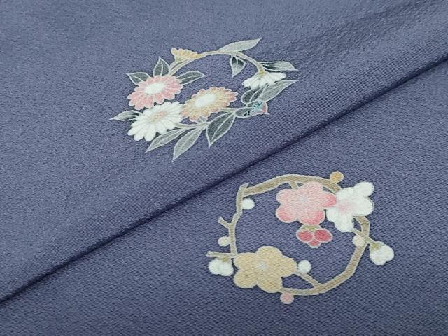平和屋着物●上質な小紋 友禅 草花丸文 正絹 逸品 未使用 DABG2346ud
