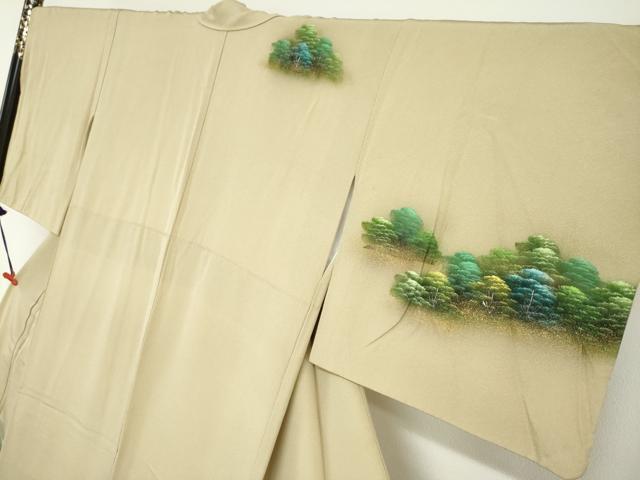 平和屋着物●訪問着 作家物 手描き 樹林風景文 暈し染め 金彩 正絹 逸品 DABG2352ud