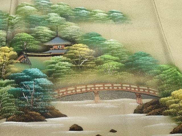 平和屋着物●訪問着 作家物 手描き 樹林風景文 暈し染め 金彩 正絹 逸品 DABG2352ud