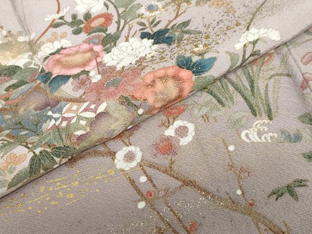 平和屋着物●訪問着 短冊吉祥草花文 暈し染め 金銀彩 ロング丈 正絹 逸品 DABG2357ud