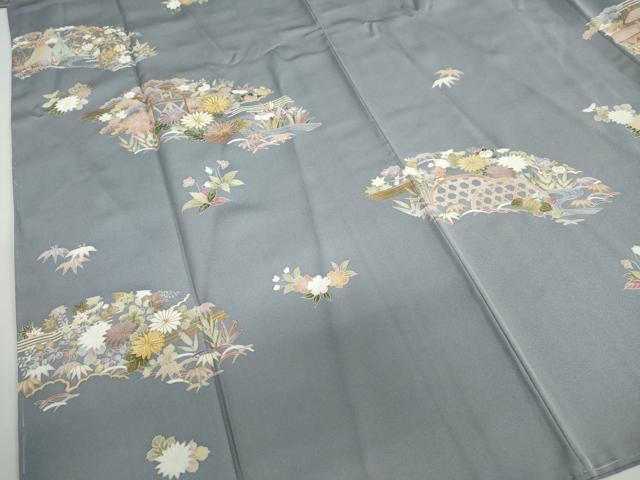 平和屋着物●創業460年・千總 訪問着 駒刺繍 流水草花籬文 金彩 高島屋扱い 正絹 逸品 未使用 DABG2365ud