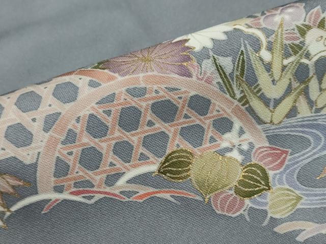 平和屋着物●創業460年・千總 訪問着 駒刺繍 流水草花籬文 金彩 高島屋扱い 正絹 逸品 未使用 DABG2365ud