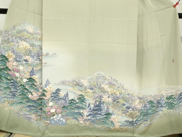 平和屋着物●豪華色留袖 友禅 作家物 風景浜松文 暈し染め 正絹 逸品 未使用 DABG2370ud