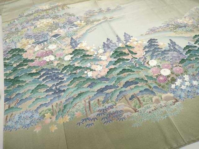 平和屋着物●豪華色留袖 友禅 作家物 風景浜松文 暈し染め 正絹 逸品 未使用 DABG2370ud