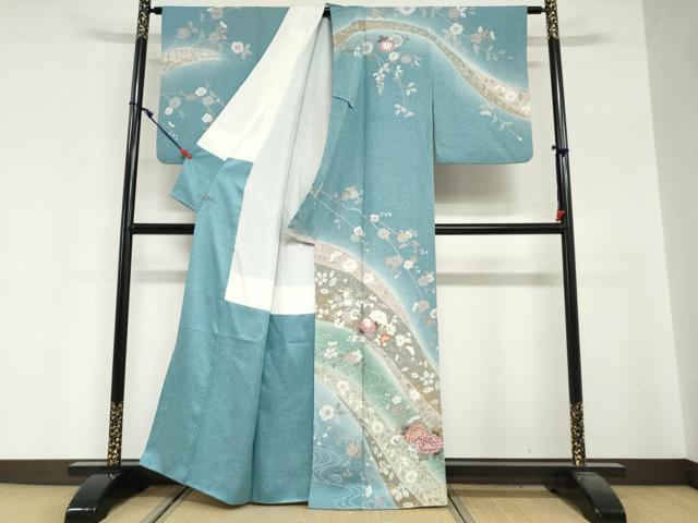 平和屋着物●訪問着 熨斗草花文 暈し染め 金彩 さが美扱い 正絹 逸品 DABG2373ud