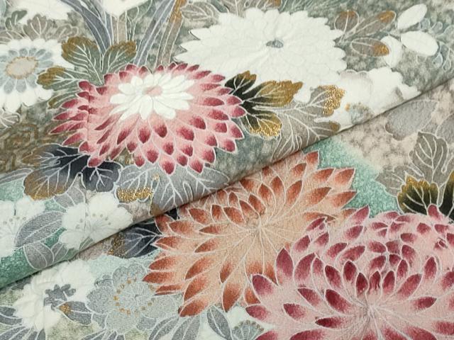 平和屋着物●訪問着 熨斗草花文 暈し染め 金彩 さが美扱い 正絹 逸品 DABG2373ud