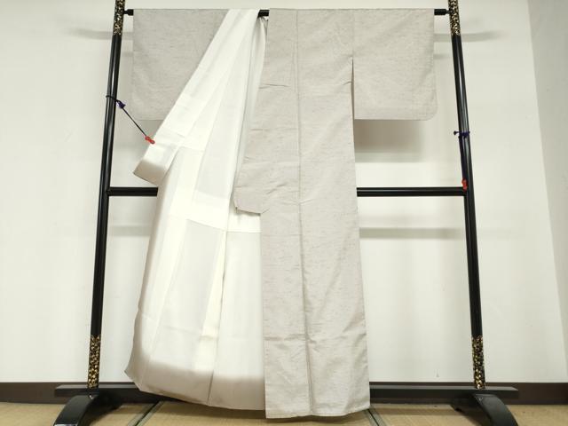 平和屋着物●ぜんまい紬 格子文 正絹 逸品 DABG2379ud