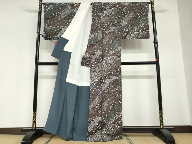 平和屋着物●上質な小紋 舞花文 金通し地 正絹 逸品 DABG2386ud