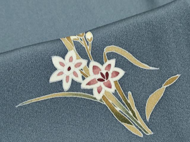 平和屋着物●本加賀友禅作家 金丸修一 訪問着 色紙重ね草花文 反端付き 正絹 逸品 DABG2389ud