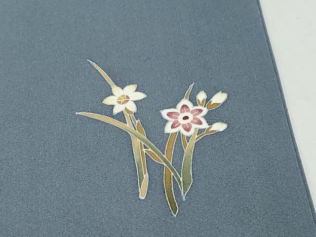 平和屋着物●本加賀友禅作家 金丸修一 訪問着 色紙重ね草花文 反端付き 正絹 逸品 DABG2389ud