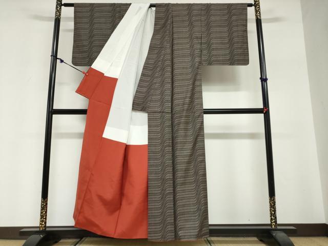 平和屋着物●本場大島紬 9マルキ 変わり縞 正絹 逸品 DABG2393ud