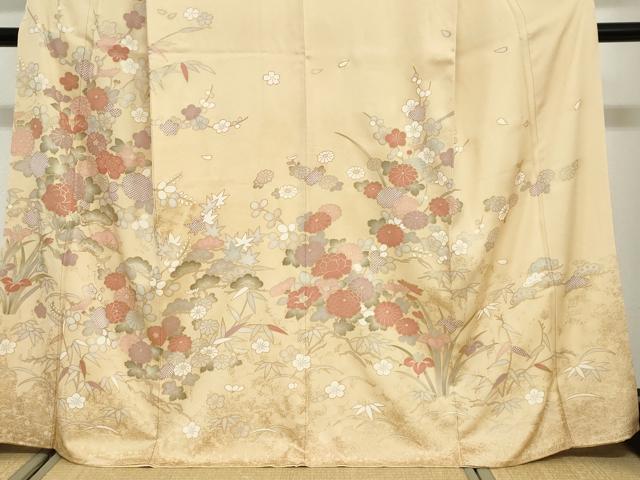 平和屋着物●訪問着 駒刺繍 枝花文 金彩 正絹 逸品 DABG2403ud