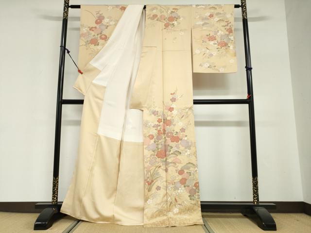 平和屋着物●訪問着 駒刺繍 枝花文 金彩 正絹 逸品 DABG2403ud
