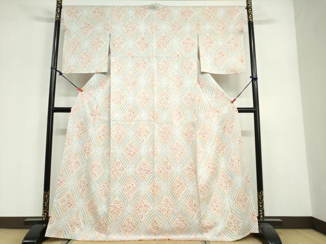 平和屋着物●上質な小紋 総絞り 花菱文 正絹 逸品 DABG2407ud